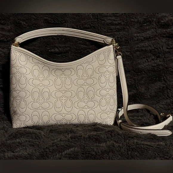 Coach Laurel with Signature Rivets in Chalk/Gold - Picture 3 of 11